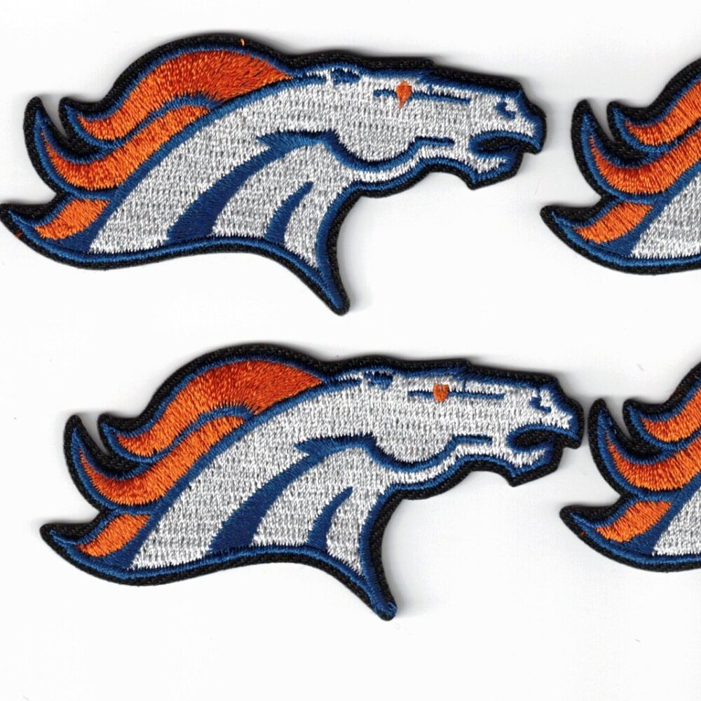(4) Denver Broncos NFL Team Logo Embroidered 3in Iron / Sew-On Patch